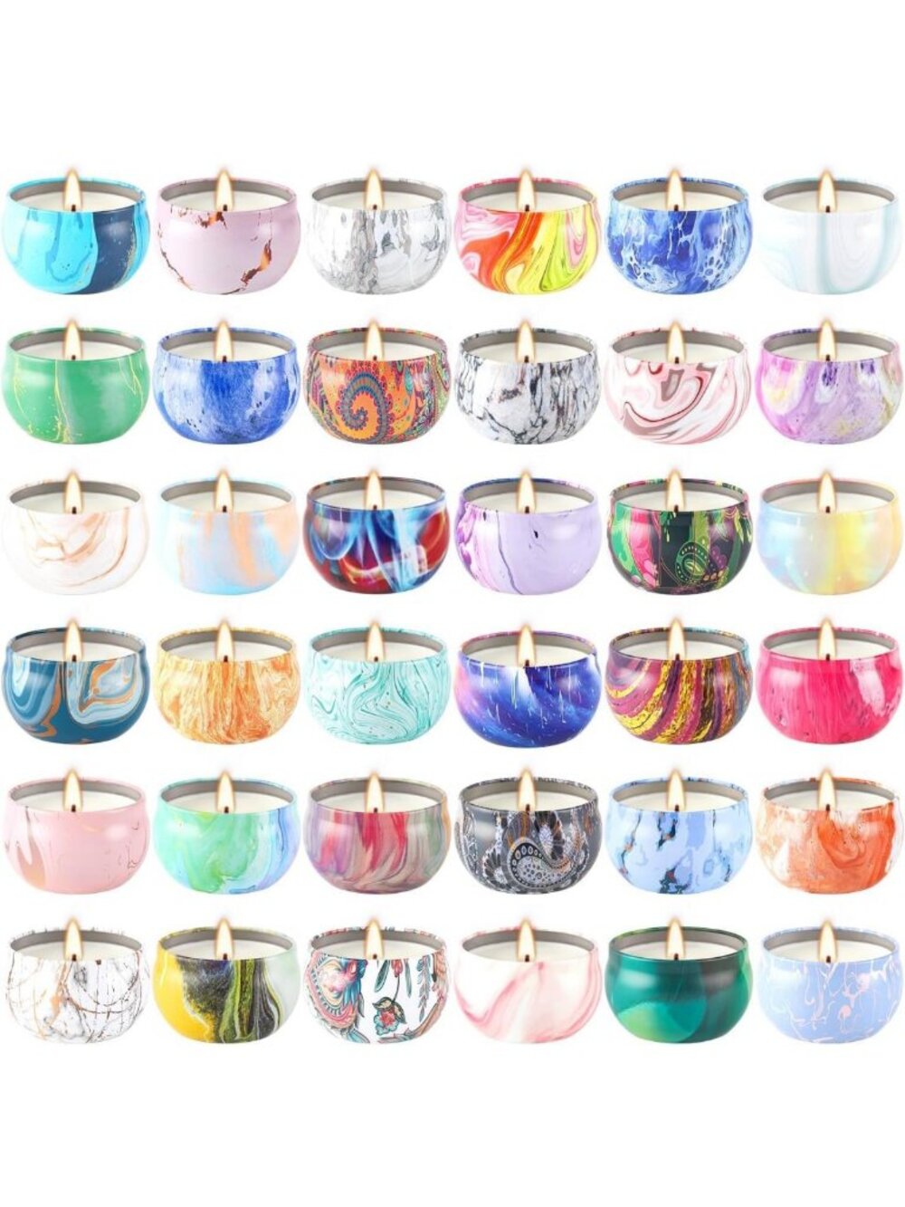 36 Pack Scented Soy Wax Travel Tin Candles - Aromatherapy Gifts for Mom